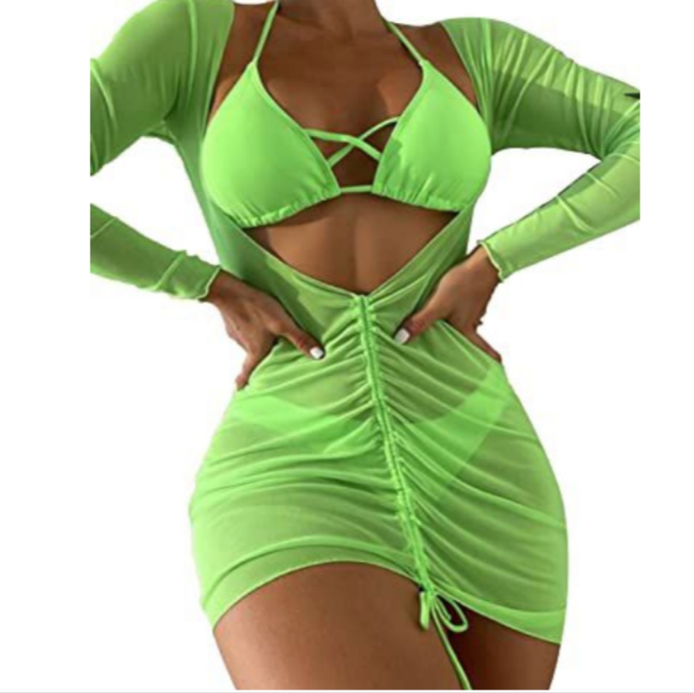 Vibrant Green Cutout Dress